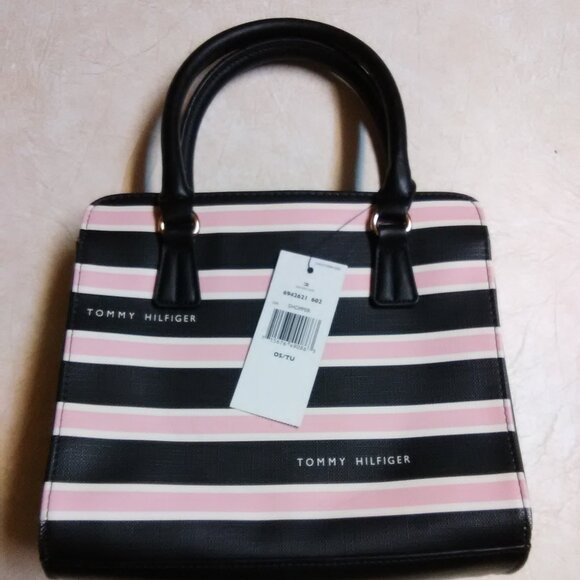 Handbags - Tommy Hilfiger pink & black & cream ? striped handbag NEW NWT